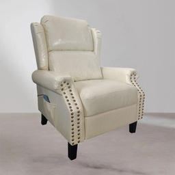 [FZ101314] Poltrona Wing recliner 6 punti massaggianti in ecopelle colore beige H106xL91xP86