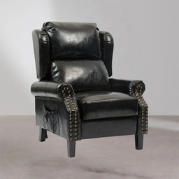 [FZ101313] Poltrona Wing recliner 6 punti massaggianti in ecopelle colore nero H106xL91xP86