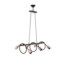 [FZ101449] Lampada da soffitto Derbent MDL3938 in metallo nero con sei porta lampade H88xL68