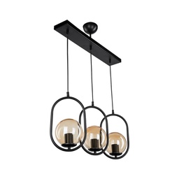 [FZ101467] Lampada da soffitto Narissa ASZ1332 in metallo nero con tre portalampada H85xL60