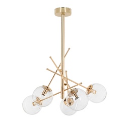 [FZ101452] Lampada da soffitto Gondia ASZ1391 in metallo colore oro con 5 paralumi in vetro H82xL70