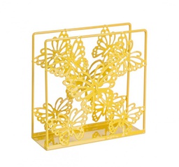 [B0133110] 4x Porta tovaglioli farfalla giallo 14x5x14h in metallo