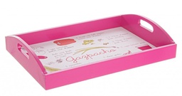 [B0579149] 2x Vassoio vegetale fucsia 40x28x7,5h in legno