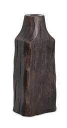 [B0187063] 4x Bottiglia decorativa in legno marrone scuro 10,5x7,5x26h
