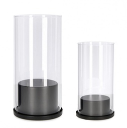 [B0182430] Candela nera in metallo D.10.5x20h, D.12.5x25h