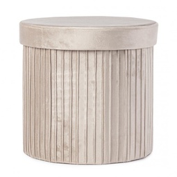 [B0730183] 4x Pouf in velluto beige 38x38x38h