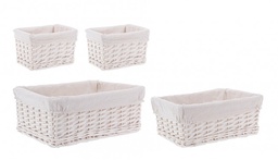 [B0415509] 3x Cesta rettangolare bianca 18x14x11h, 34x24x14h, 40x30x16h