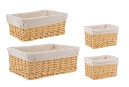 [B0415510] 3x Cesta rettangolare beige 18x14x11h, 34x24x14h, 40x30x16h