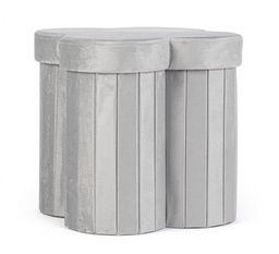 [B0730179] 4x Pouf grigio in velluto 40x40x40