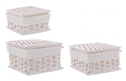 [B0402410] 4x Set di oggetti homely qu bianco 17x17x8h, 20x20x10.5, 23x23x13h