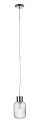 [B0827354] Lampadario 1 luce trasparente argento D.15x120h