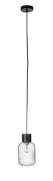 [B0827356] Lampadario 1 luce trasparente-nero D.15x120h