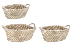 [B0411942] 2x Cesta jade ov bianco 37x27x15h, 42x31x17h, 47x36x19h