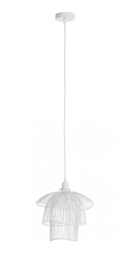 [B0828135] 2x Lampadario bianco h26 30x29x26 cm in legno