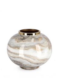[B0184731] Vaso bomb bianco grigio oro D.28x25h