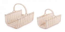 [B0380395] Set di cesti in legno narrato 51x28x21h, 56x38x24h