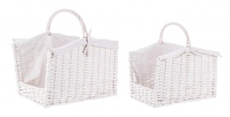 [B0415525] 2x Cesta legna bianco 44x30x42h, 50x37x47,5h