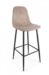 [B0733228] 2x Sgabello bar velluto tortora 46x39x103