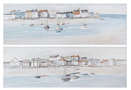 [B0240614] 2x Dipinto village 150x50x2.8h tela