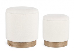 [B0721605] Pouf contenitore bianco D.30.5x35h, D.37x42h