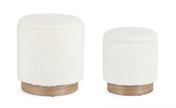 [B0721623] Pouf contenitore bianco teddy D.30.5x35h, D.37x42h