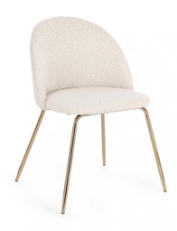 [B0734367] 4x Sedia oro/avorio 49x55x77h 46h1 in bouclé