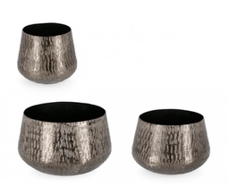 [B0184197] Vaso in metallo antracite D.20x16h, D.24x16,5h, D.28,5x17,5h