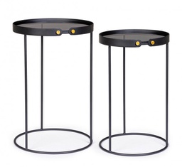 [B0746851] Tavolino in vetro D.33x53.5h e D.38x58.5h