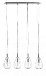 [B0827342] Lampadario 4 luci 75x15x120h trasparente argento