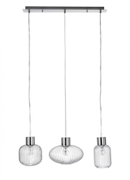 [B0827357] Lampadario 3 luci trasparente 85x30x120h