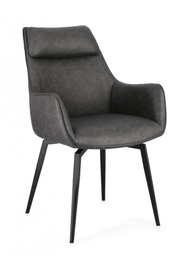 [B0731249] 2x Poltrona in ecopelle antracite 56x65x92
