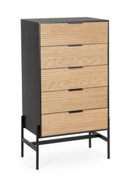 [B0748594] Cassettiera nera e naturale 64x40x115,5