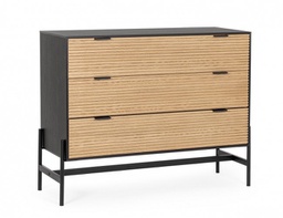 [B0748590] Cassettiera nera e naturale 104x40x81,5