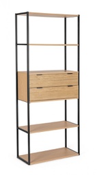 [B0748595] Libreria nera e naturale 84,5x35x200 cm