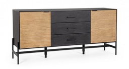[B0748591] Credenza nera e naturale 164x40x75