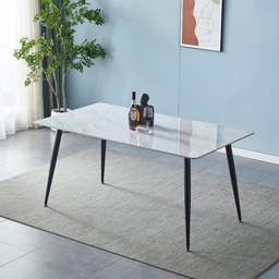 [FZ99318] Tavolo rettangolare 140x80 effetto marmo bianco