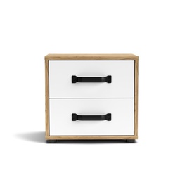 [FZ99887] Comodino rovere e bianco 43,6x32x41 cm