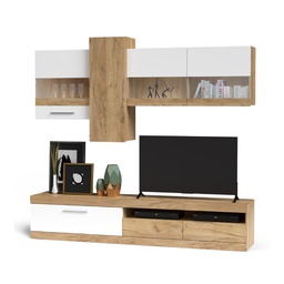 [FZ99994] Parete attrezzata rovere e bianco 235x44,1x195