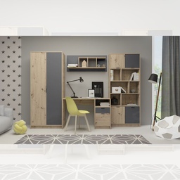 [FZ100009] Parete attrezzata rovere e antracite 283x194x50,6