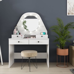 [FZ100901] Toeletta trucco bianca con specchio 147x41x100 cm