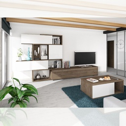 [FZ100904] Parete attrezzata noce e bianco 187,5x48,7x293