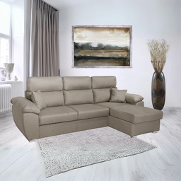 [FZ99973] Divano grigio 265x166 cm con penisola