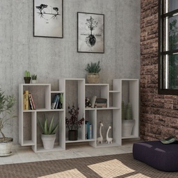 [FZ101361] Libreria bifacciale bianca 96x25,5x168,5 cm