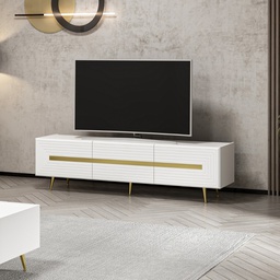 [FZ101152] Base porta tv bianca 180x42x50 cm con oro