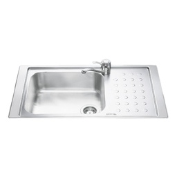 [FZ101531] Lavello inox 86x50 cm con gocciolatoio destro