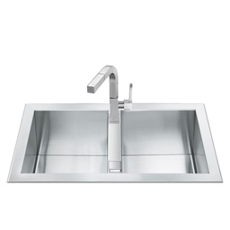 [FZ101526] Lavello incasso 86x50 cm 2 vasche inox