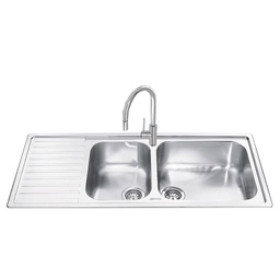 [FZ101656] Lavello inox 116x50 cm 2 vasche gocciolatoio