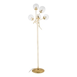 [FZ101450] Lampada da terra oro 60x170 cm con 5 paralumi
