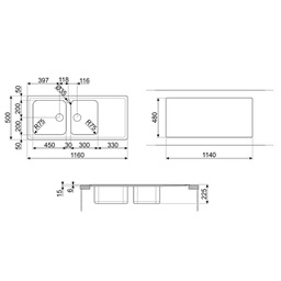 [FZ101691] Lavello inox 116x50 cm