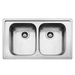[FZ101714] Lavello inox spazzolato 86x50 cm 2 vasche